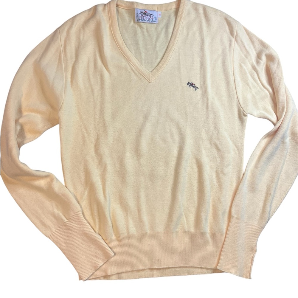Vintage Steeplechase V-neck Sweater Mens Size Medium Made in USA ACRYLIC